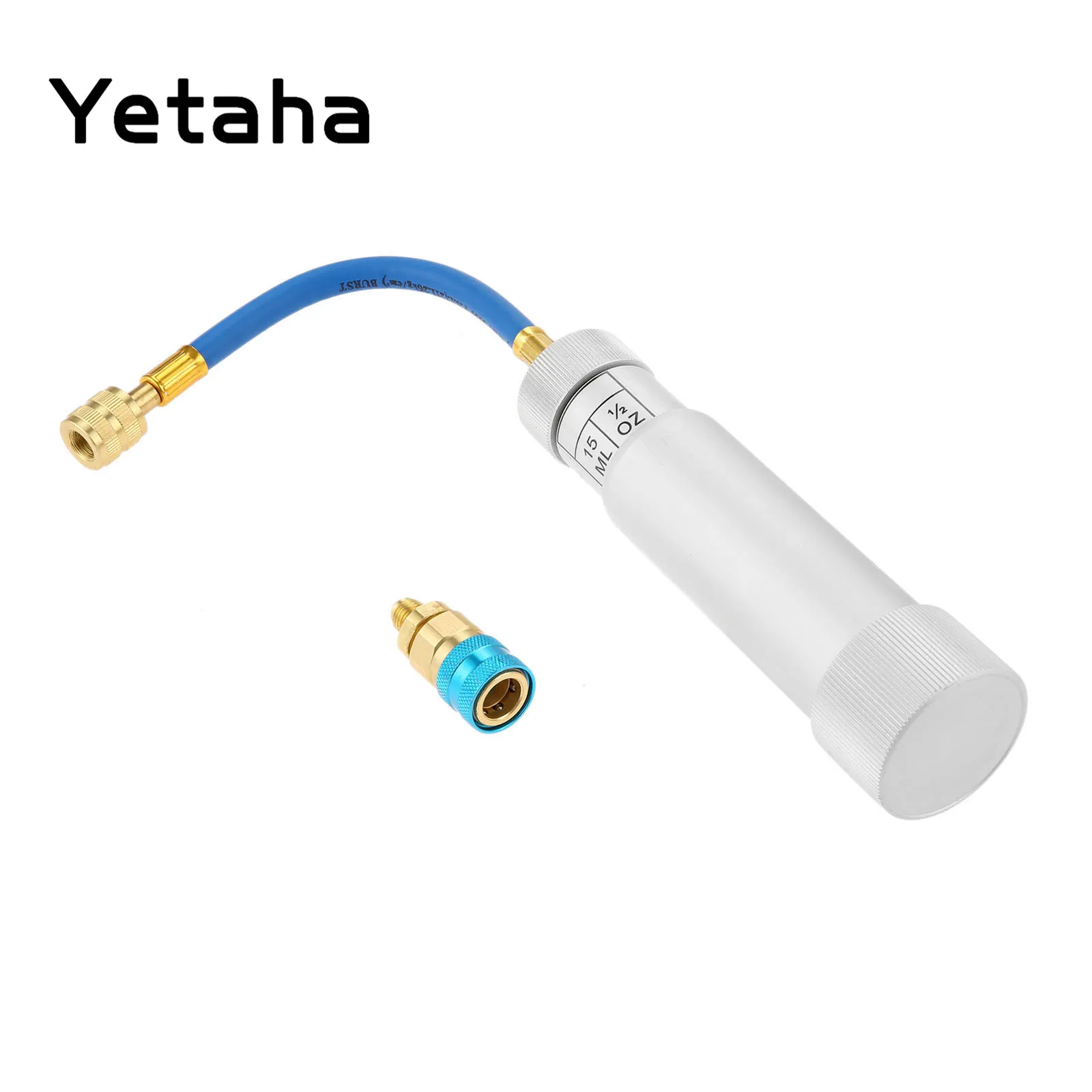 

Yetaha Hand Turn 2OZ A/C Oil Dye Injector R134a R12 R22 Quick Low Pressure Coupler Adapter Kit Car Oil Coolant Filler Tube New