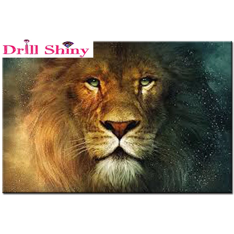 

Drill Shiny New DIY Diamond Painting lion mighty animal home decoration rhinestones Mosaic Embroidery Diamond
