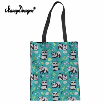 

Noisydesigns Canvas Tote Bag Women Handbags Female Top-handle Bags Girls Cute Panda Ladies Shoulder New Foldable Shopping Bag
