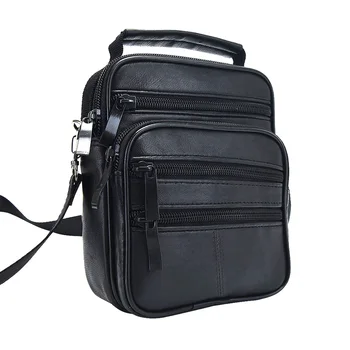 

Genuine Leather Handbag Men Small Single Shoulder Bags Male Crossbody Messenger Bag Brief Business Bolsa New Black