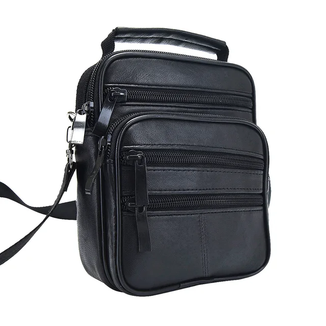 Us 13 29 20 Off Genuine Leather Handbag Men Small Single Shoulder Bags Male Crossbody Messenger Bag Brief Business Bolsa New Black On Aliexpress