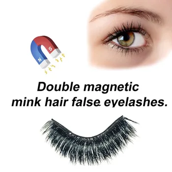 

3D Mink Magnetic False Eyelashes, Natural and Dense, Can Be Used Repeatedly, Double Adsorption, Magnetic Eyelashes.Magnet