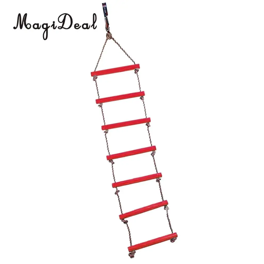 MagiDeal Safe Kids Indoor Outdoor Playhouse 6 Rungs Rope Climbing Ladder Play Sport Fun Toy for Garden Treehouse 120KG 2Colors