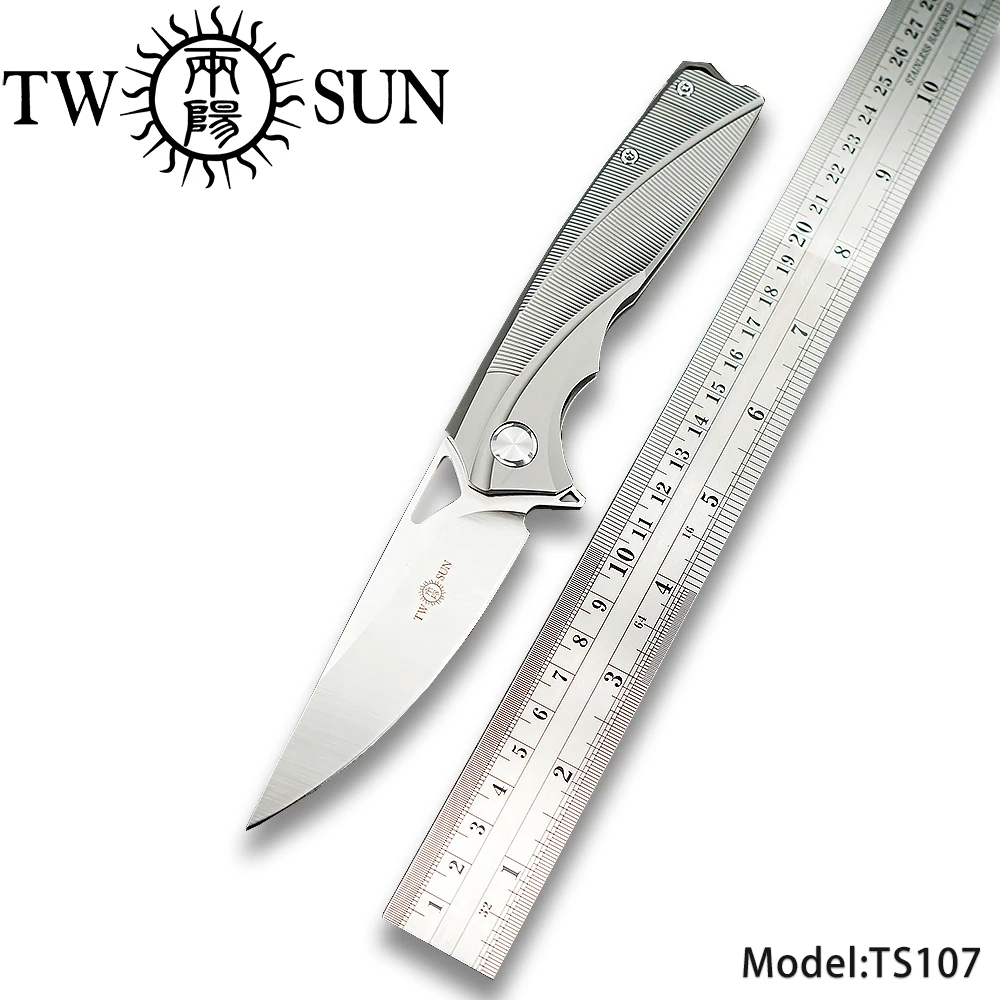 

TWOSUN d2 blade folding Pocket Knife tactical knife camping knife hunting outdoor tool EDC Titanium ball Bearing Fast Open TS107