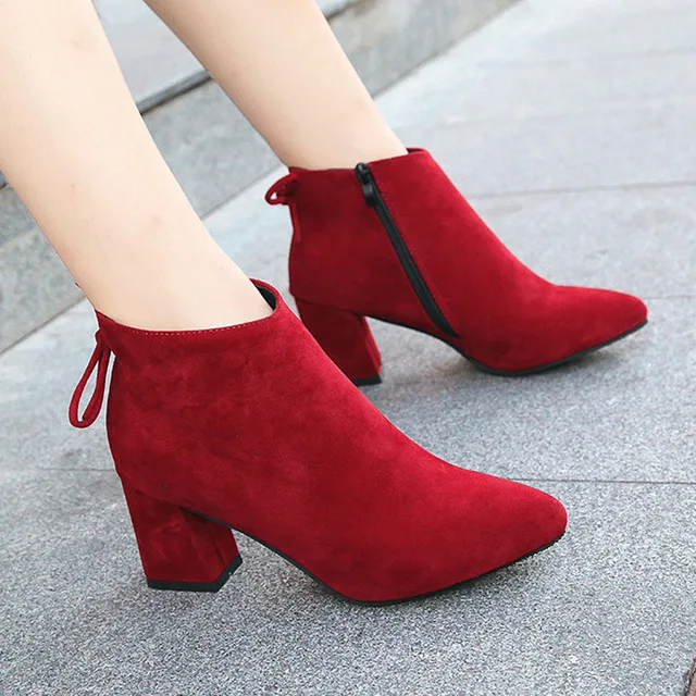 

Women ankle spring winter boots women boots 2018 hot fashion High Heel warm snow boots women Party shoes