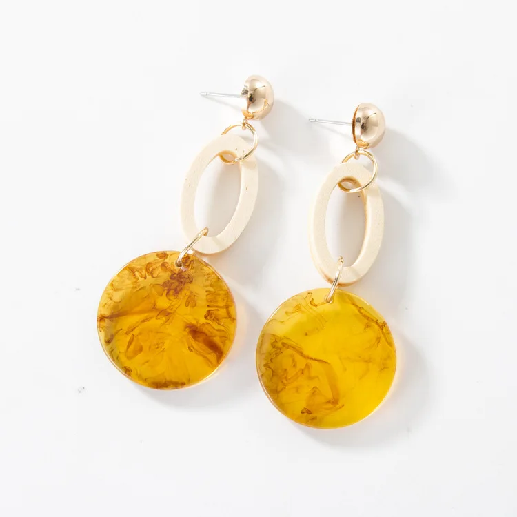 

Retro 2019 Fashion New Earrings Personality Temperament Cold Wind Acrylic Geometric Circle Ladies Earrings Wholesale Sales