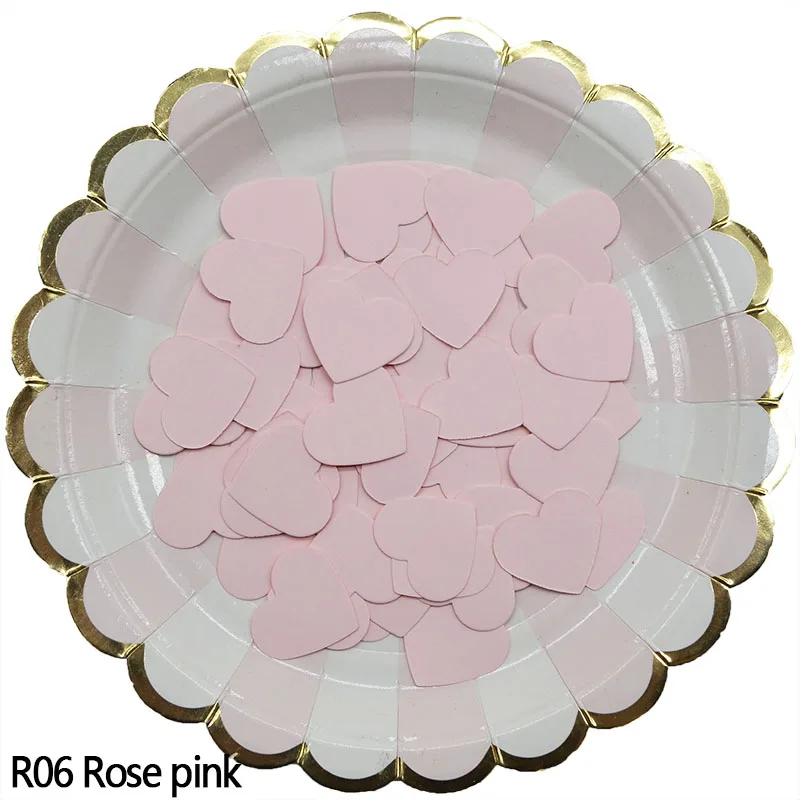 100 шт. бумажные конфетти в форме сердца для свадьбы, конфетти, украшения для детского торта на день рождения, украшения стола, конфетти - Цвет: rose pink