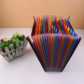 

Two-Color 24 Layer Folder Large Capacity Pp Accordion File Package Students Gift A4 Organ Package With Package Edge