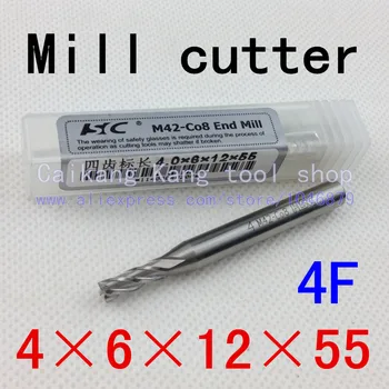 

New 4Flute die 4mm Superhard cutters Cobalt cemented carbide End mills M42-Co8 CNC tool milling cutter 4F4*6*12*55