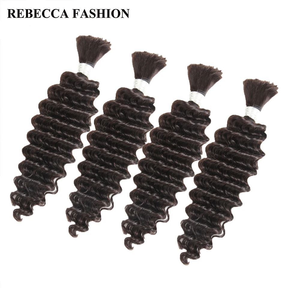

Rebecca Brazilian Remy Deep Wave Bulk Human Hair For Braiding 4 Bundles Free Shipping 10 to 30 Inch Natural Color Extensions