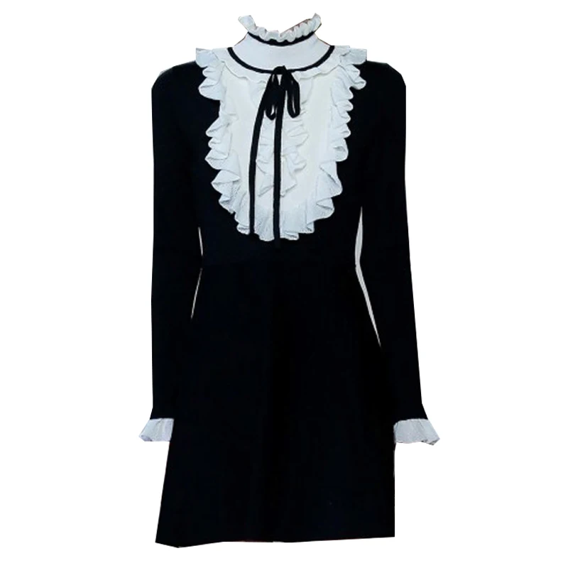 KENVY бренд High-end класса люкс Женская мода осень rullles Стенд тонкий эластичный вязаное платье