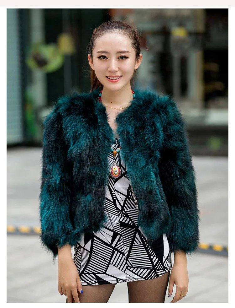 Модный стиль женские из натуральной натуральный мех енота короткая куртка для женщин Горячая распродажа! Лучшая цена разных цветов outweat пальто - Цвет: green
