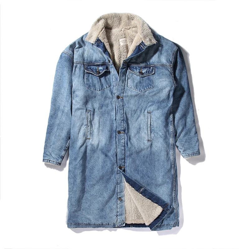 denim sheepskin coat