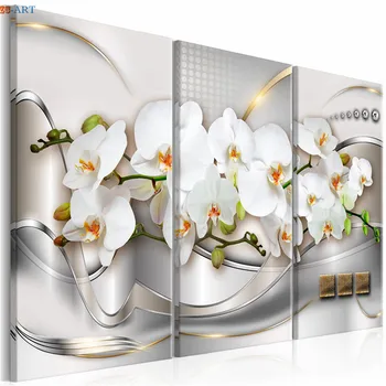 

3 Panel Wonderful Canvas Painting Blooming Orchids Posters and Prints Wall Pictures for Living Room Modern Wall Art Unframed