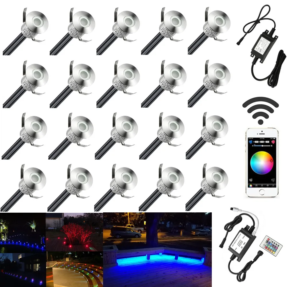 20X Wi Fi Умный дом 22 мм 12 В RGB двор Ландшафтный террасный светодиодный палубный