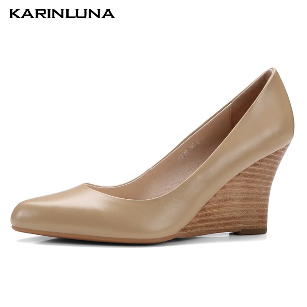 

Top Quality Genuine Cow Leather Shoes Pumps Woman Lady High Heels Pumps Woman Summer Women Wedges Shoes Woman