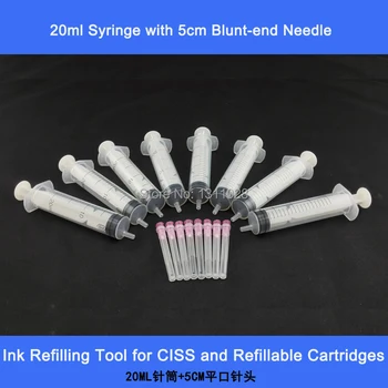 

INK WAY 8 *20ml SYRINGES with 5cm LONG BLUNT NEEDLE for REFILLING INK in CISS CIS and REFILLABLE CARTRIDGES