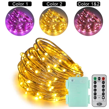 

Dual Color Sliver wire LED String Lights 10m waterproof 3AA Starry Lights Warm white For Fairy Lamps / Christmas+Remote Control