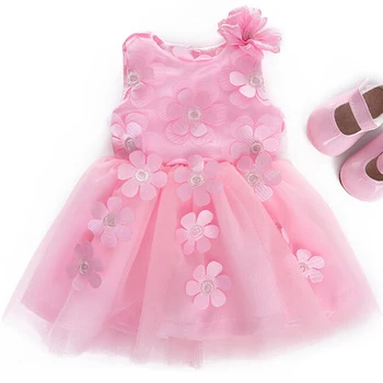 

EHBqna Sweet Pink Flower Lace Skirt Dress Shoes Doll Clothes For 43cm 18 Inch Girl Dolls Pretend Toy Gift For Children