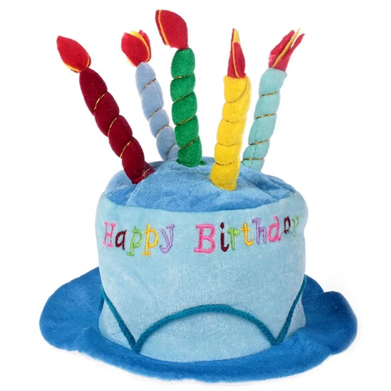 

Birthday Cake Candle Hat Short Plush Adult Party Amusement Park Supplies Performing Dress Props Cap P7Ding