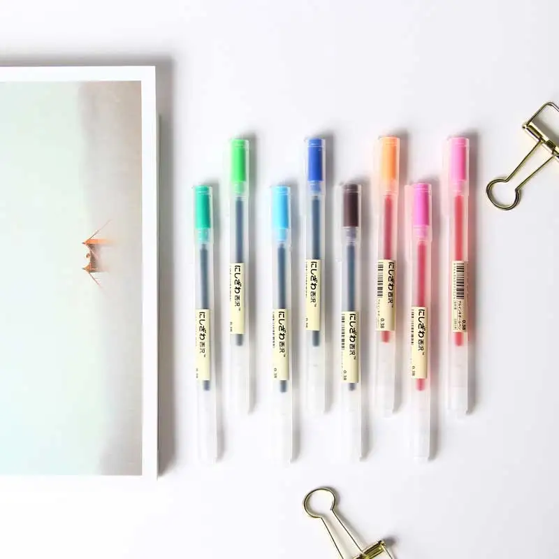 15 цветов, простой стиль, 0,5 мм, цветные гелевые ручки, прозрачные, скраб, цветные чернила, ручка, маркер для школы, студентов, офисные принадлежности