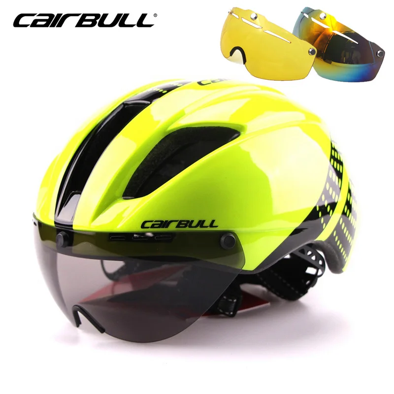 CAIRBULL 3Lens Goggle font b Cycling b font Helmet Men Integrally molded Mountain Road MTB Bicycle