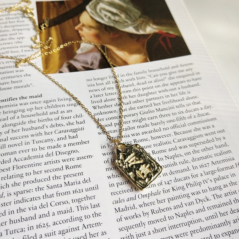 925 Sterling Silver Senseless Be Unruffled By Emotion Forgot Love Rectangular Gold Pendant Abstract Face Simple Necklaces Women | Украшения