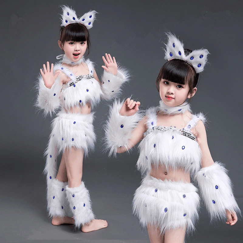 Disfraz de gato blanco disfraces de zorro, baile de animal, cosplay de halloween|Disfraces para niñas| - AliExpress
