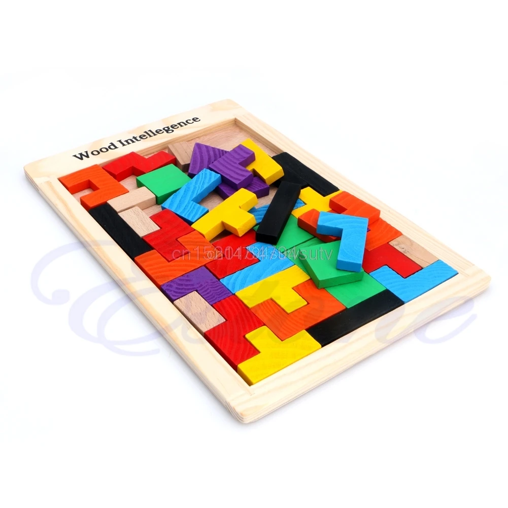 

Tangram Brain Teaser Puzzle Tetris Game Children Wood Educational Toy #H055#