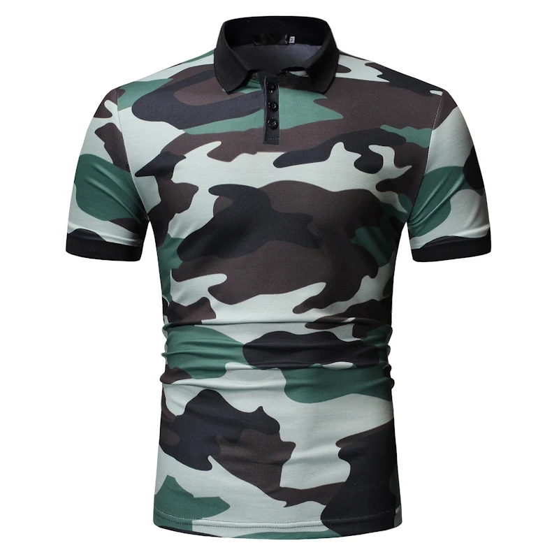 

MOGU New Arrival Short Sleeve Shirts Camouflage Fashion Hawaiian Style Slim Polos Cotton Asian Size Large 3XL Polo Shirt Homme