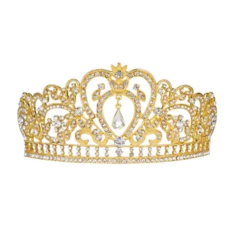 

Luxury Bling Crystal Bridal Headband Prom Queen Pageant Princess Crown Hair Accessories for Women (Gold)