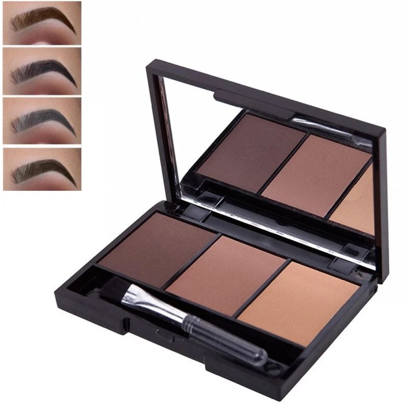 

3 Colors Eyebrow Powder Palette Waterproof Shade For Eyebrows Enhancer Cosmetic Brush Mirror Box Makeup Tools Set
