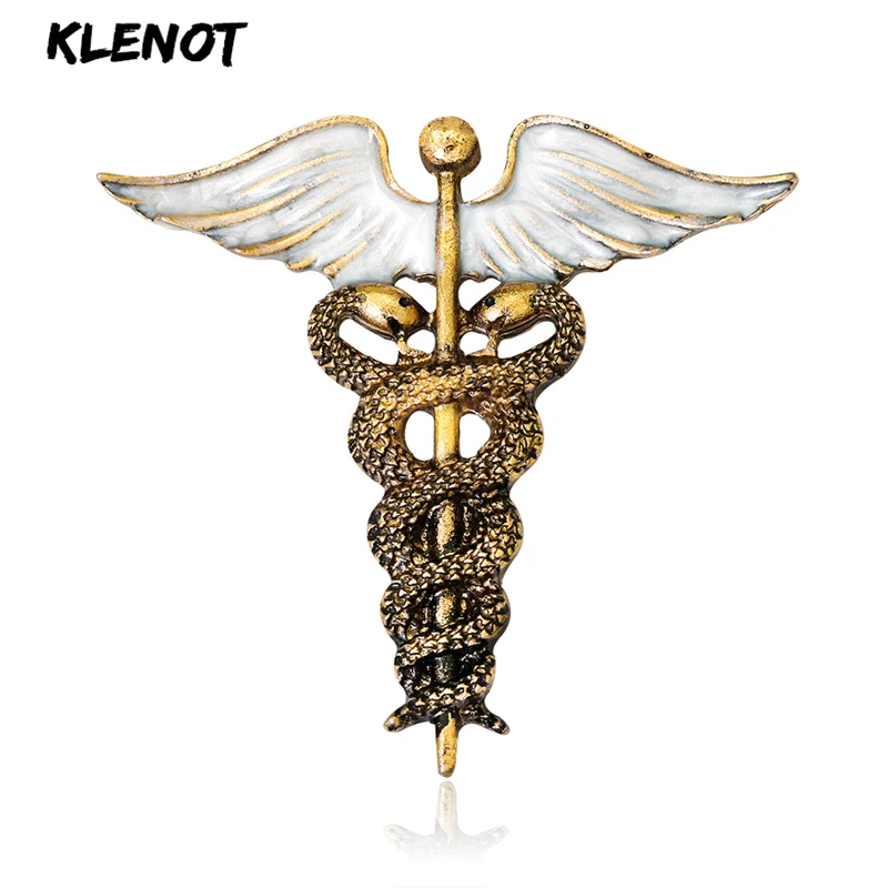 

Vintage Nurse Doctor Brooch Enamel Medical Symbol Caduceus Brooches Women Angel Wing Pin Snake Animal Brooch Jewelry Scarf Pins