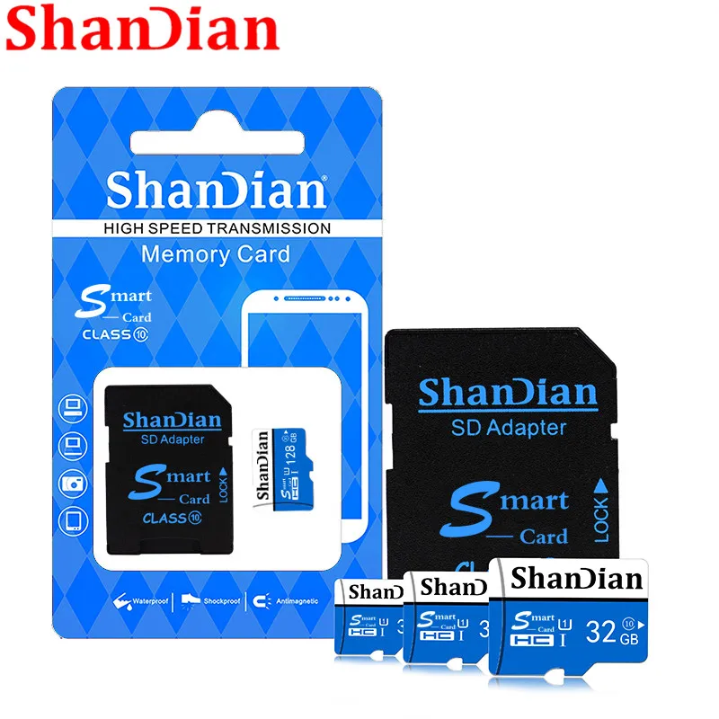 SHANDIAN Micro SD карта класса 10 карта памяти SDHC-SDXC 16 ГБ 32 ГБ 64 ГБ 8 ГБ 128 ГБ TF Карта