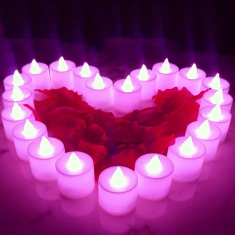 

24pcs LED Candle Multicolor Lamp Simulation Color Flame Flashing Tea Light Home Wedding Birthday Party Decoration tx