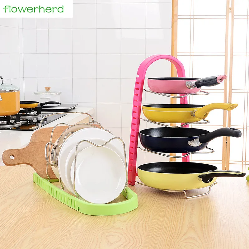 

Metal Pot Shelf Kitchen Organizer Pan Cover Rack Stand Storage Holder Dish Rack Adjustable Sink Organizer Kitchen Accessories