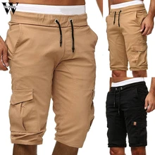 Womail мужские летние модные однотонные шорты с карманами, эластичные шорты с несколькими карманами, крутые Спортивные Повседневные Шорты на открытом воздухе M527