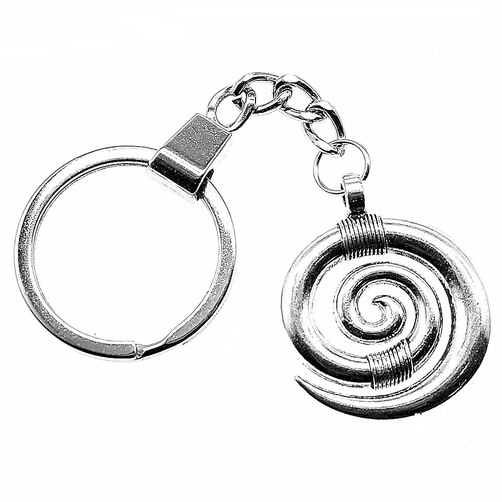 

Fashion Key Ring Metal Key Chain Keychain Jewelry Gift Antique Silver Plated Swirl 35x29mm Jewelry