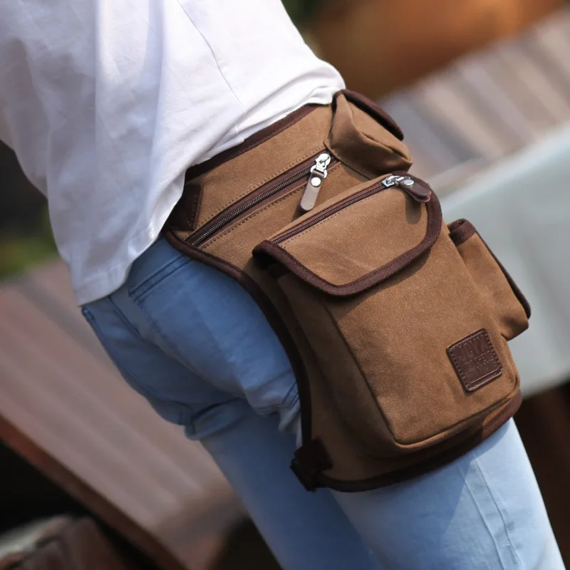 High Quality Men Belt Bag Canvas Leg Bags Men Travel Bicycle Bags Waist Pack Bag Fanny Pack