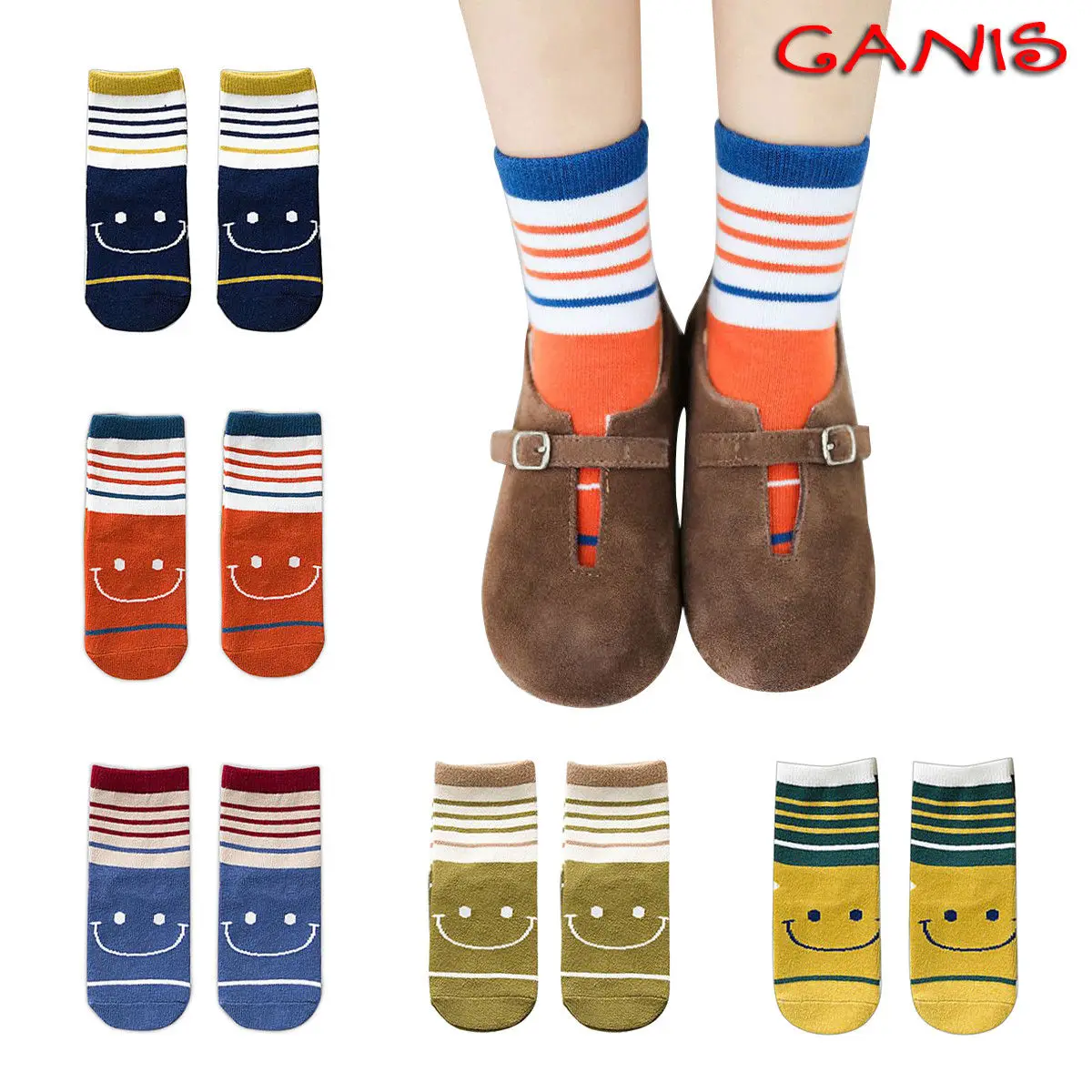 5 Pairs/lot Kids Socks Baby Kid Boys Girls Unisex Warm Sock Cotton Striped Funny Cartoon 1 12T