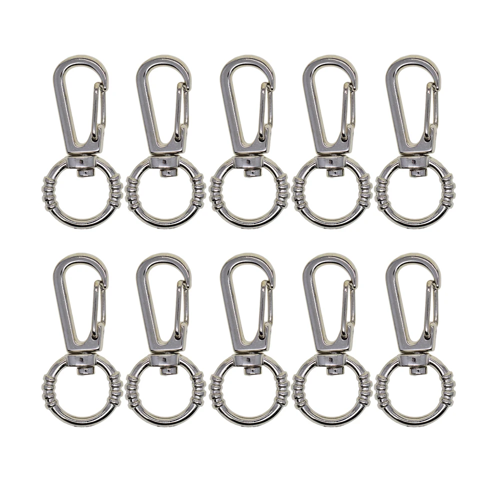 

10pcs Silver Metal D-shaped Buckle Carabiner Clasp Keyring with Ring 42x20mm Key Hooks