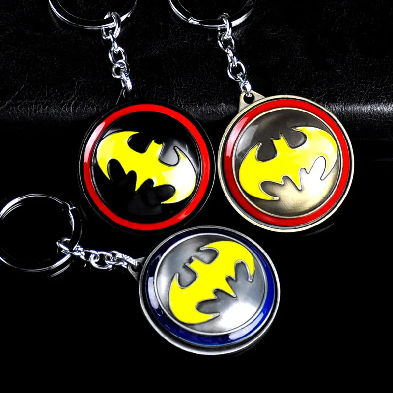 

2019Movie Superman Batman Logo Key Chain Superhero Keyring Gift Key Holder Rotatable Key Holder Charm Jewelry Souvenir drop-ship