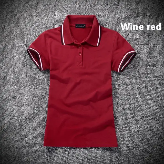 Мода новые летние Брендовые женские рубашки поло с коротким рукавом повседневные Хлопковые женские футболки с отворотом облегающие Женские топы - Цвет: Wine red