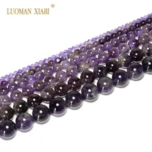 Fino aaa 100% contas de pedra de cristal ametista, cristal ametista para fazer jóias, colar pulseira diy 4/6/8/fio de 15 ''de 10/12mm