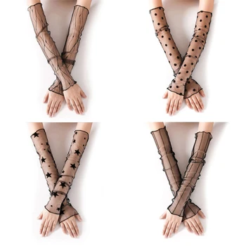 

Women Sexy Anti-UV Line Lady Lace Flower Shading Long Fingerless Bridal Glove Gloves Summer Gloves