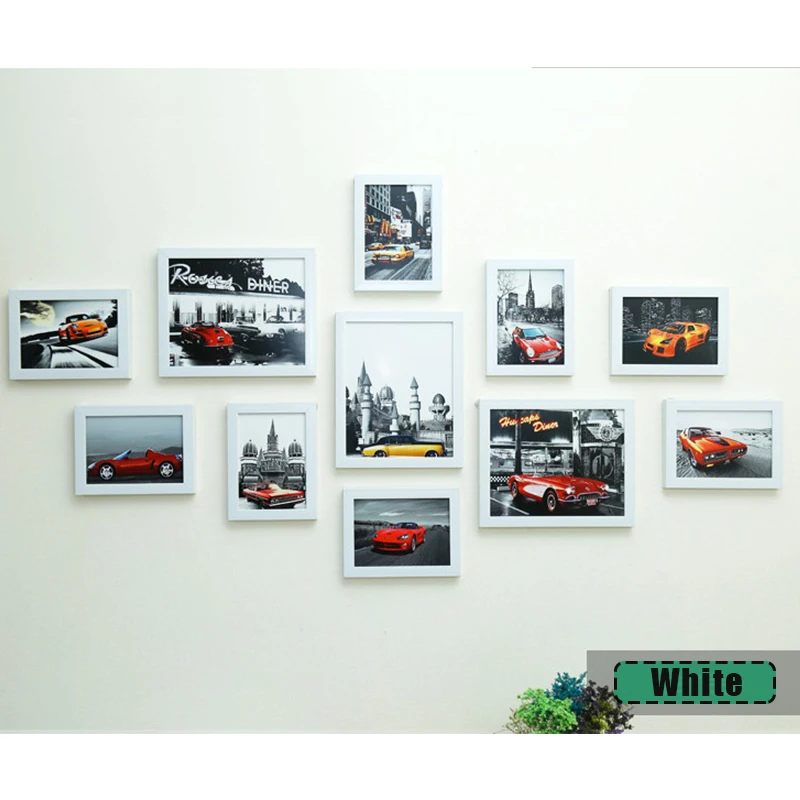 11 piezas de marco de foto colgante de pared conjunto de pantalla de imagen familiar arte moderno decoración del hogar para pasillo dormitorio sala de estar pared decoración