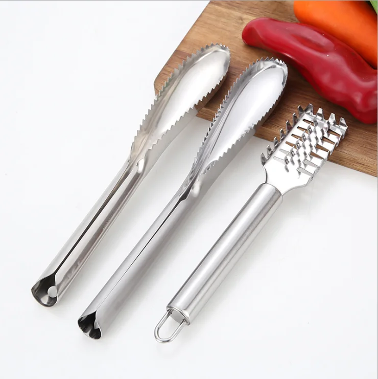 

By DHL 1000pcs Fishing Tools Stainless Steel Fish Scale Remover Cleaner Scraper Kitchen Peeler Tool 3 styles