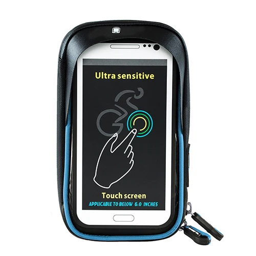 Велосипедная сумка для руля, велосипедная сумка для телефона, непромокаемая сумка из ТПУ с сенсорным экраном, держатель для мобильного телефона на 360 градусов, Сумка с рамкой MTB - Цвет: Синий