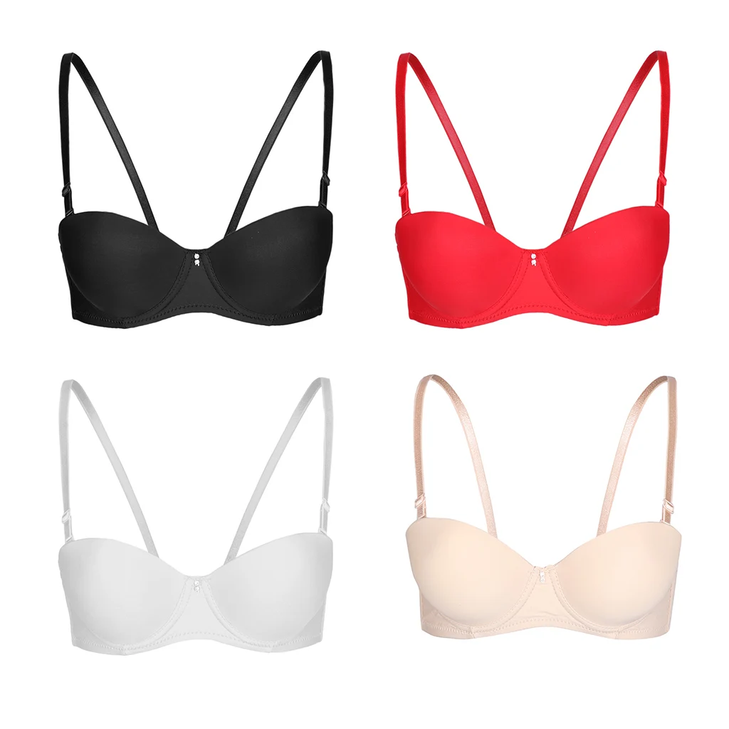Breathable AB Cup Push Up Women's Bra Sexy Underwire Seamless Padded Bra Basic T-Shirt Bra Womens Intimates Wire Bra
