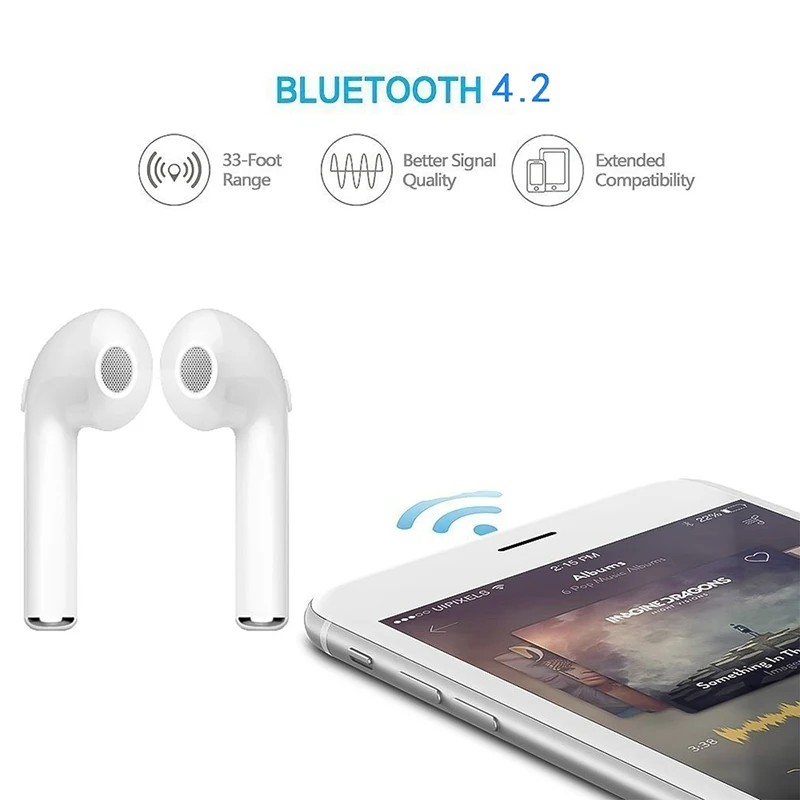 i7s TWS Mini Bluetooth Earphone Wireless Headset Stereo Headphones Sport Earbuds Music Earpiece With Mic Charging box For Phone